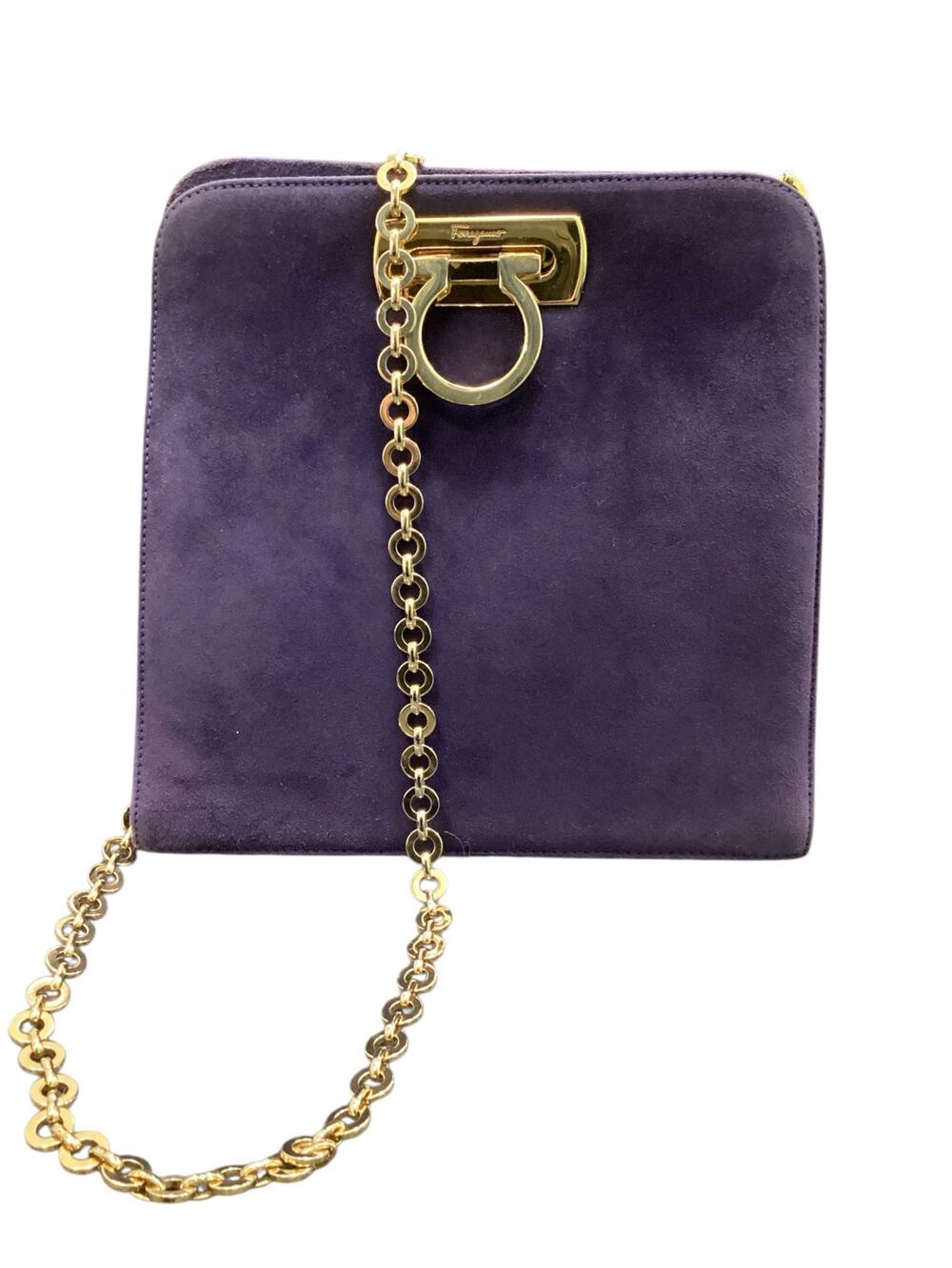 Ferragamo Purse Women’s 1Size SuedeLeather Crossbody GoldChain Purple Beautiful!